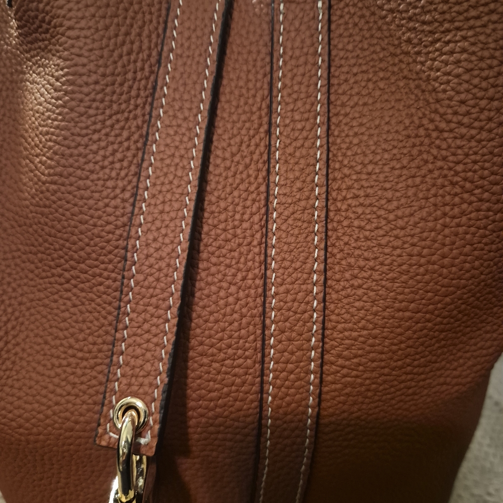 Brown Leather Tote Bucket Bag Larger Version 22 CM